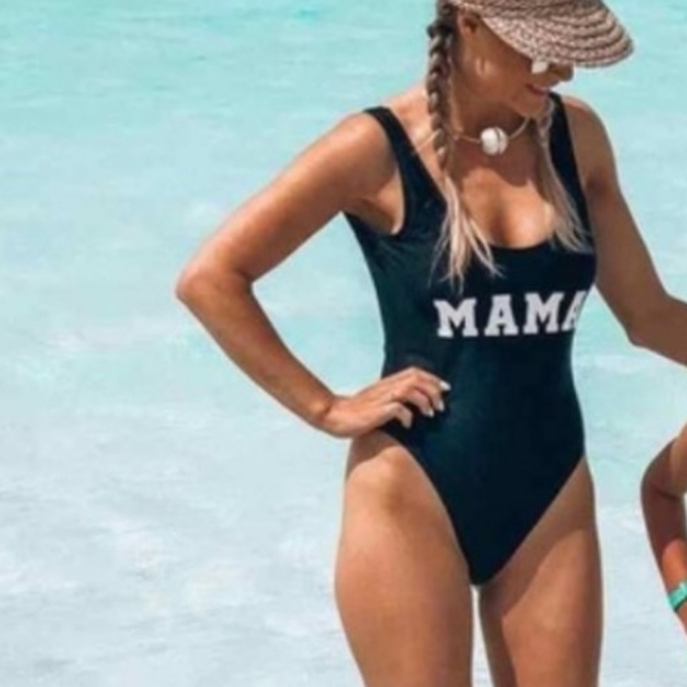 NWT black Mama low back bathing suit with removable cups B52